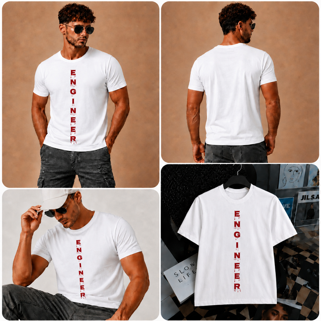 “ENGINEER” Drip Typography Graphic T-Shirt