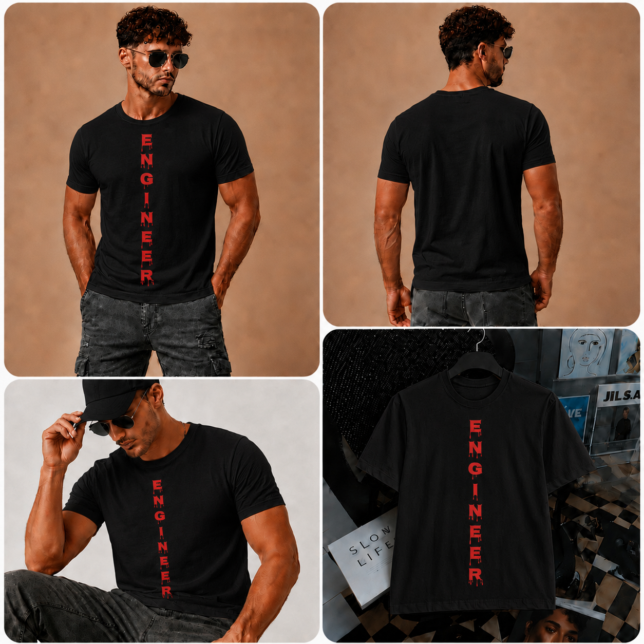 “ENGINEER” Drip Typography Graphic T-Shirt